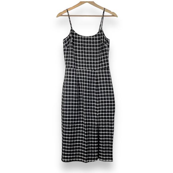 Dress the Population Shaireen Plaid Grid Midi Dress Black White Size S - Picture 5 of 16